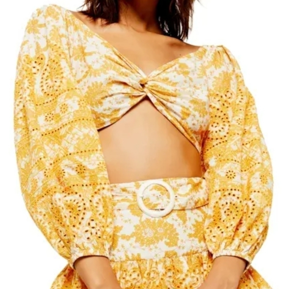 Topshop Floral Twist Front Cottage Core Crop Top